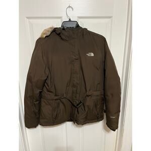 The North Face Womens HyVent Parka Jacket With Faux Fur Hood size LargePreowned